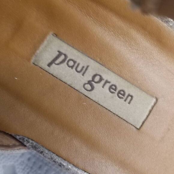 Leather Metallic Gray Strappy Low Heels PAUL GREEN Hook Eye Ankle Wrap Size 8 - Picture 8 of 8